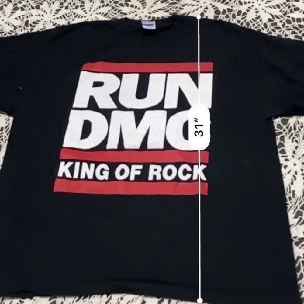 Run DMC King of Rock Graphic T-Shirt Mens XL Black M&O Knits Hip Hop Tee - Picture 4 of 5